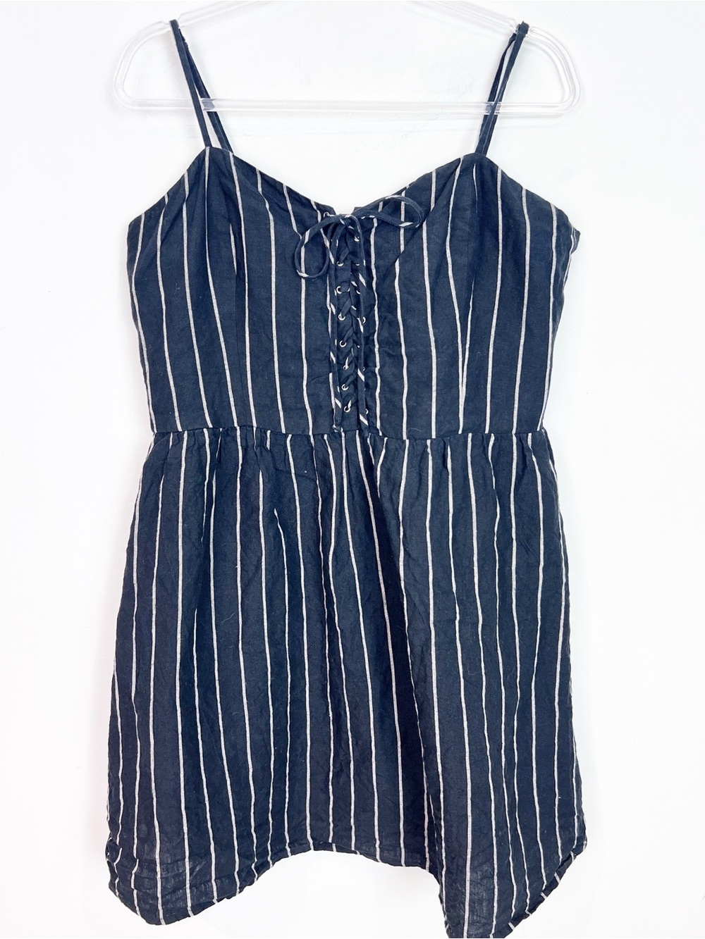 REFORMATION SERENA LUCIANO BLACK WITH WHITE STRIPES SLEEVELESS MINI DRESS SZ 14